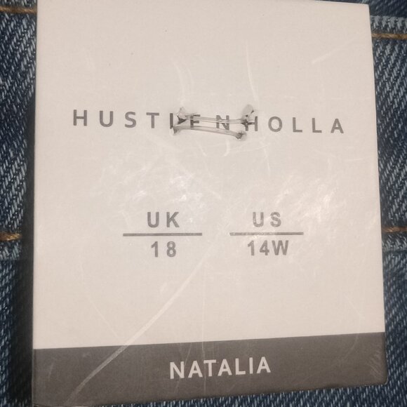 Hustle N Holla W Distressed Raw Hem Natalia Wide Leg Jeans Size 14W NWT - Picture 7 of 8